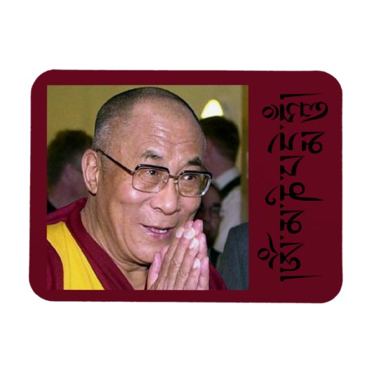 Dalai Lama Gebet mit Om Mani Padme Hum Mantra Magnet (Horizontal)
