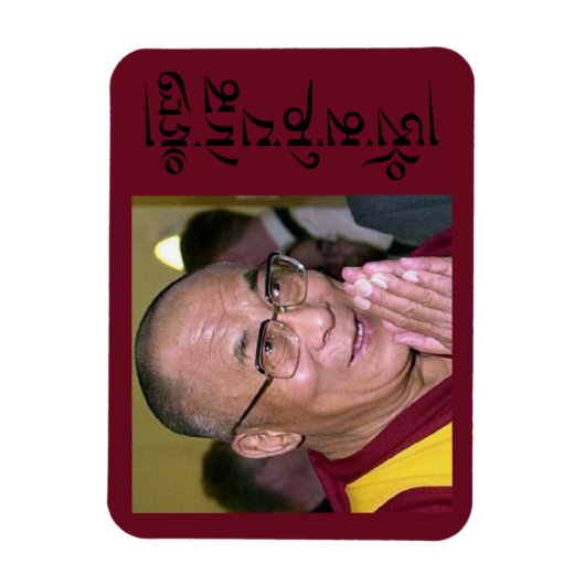 Dalai Lama Gebet mit Om Mani Padme Hum Mantra Magnet (Vertikal)