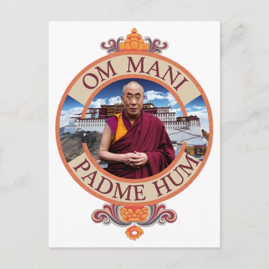 Dalai Lama Potala Palace Om Mani Padme Hum Postkarte (Vorderseite)