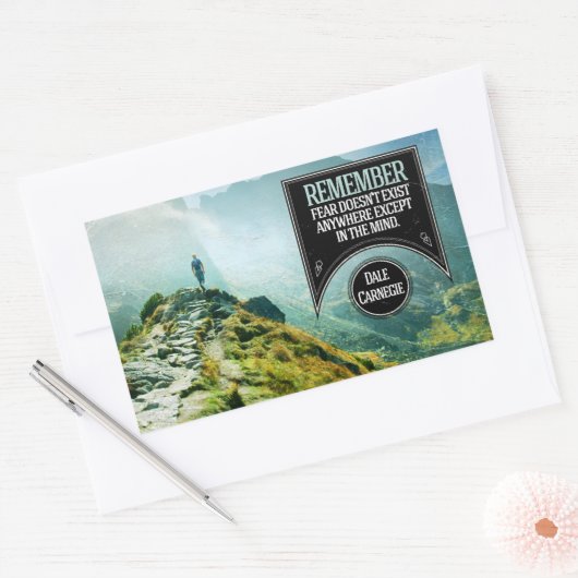 Dale Carnegie Inspiration Zitat "Angst" Rechteckiger Aufkleber (Umschlag)