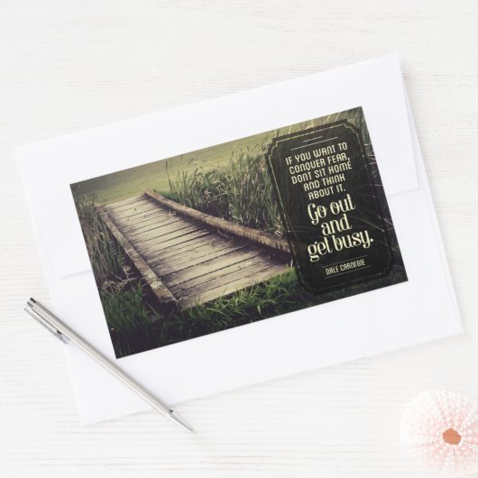 Dale Carnegie Inspiration Zitat "Get geschäftig" Rechteckiger Aufkleber (Umschlag)