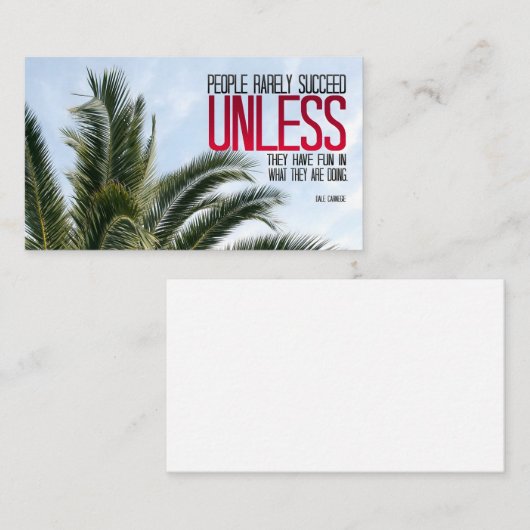 Dale Carnegie Inspiration Zitat "Have fun" Mitteilungskarte (Vorne/Hinten)