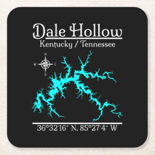 Dale Hollow Lake Kentucky Tennessee Seekarte C Rechteckiger Pappuntersetzer