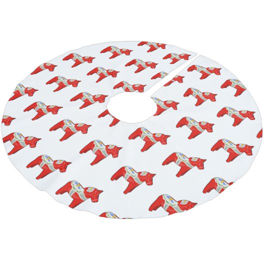 Dalecarlisches Pferd Polyester Weihnachtsbaumdecke (Schrägansicht)