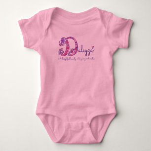 Daleyza Mädchenname bedeutet Monogramm-Babytrampe Baby Strampler