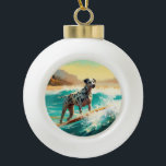 Dalformation Beach Surfgrafieren Keramik Kugel-Ornament<br><div class="desc">Tauchen Sie ein in die spielerische Welt des Kaninchen-Abenteuers mit diesem faszinierenden Bild. Ein gepflegter Hund geht zu den Wellen und reitet geschickt auf einem sonnengeküssten Strand. Das lebendige Kunstwerk vereint wunderbar das Wesentliche der Erregung am Strand, während der Hund furchtlos auf den Wellen reitet und den Geist von Spaß...</div>