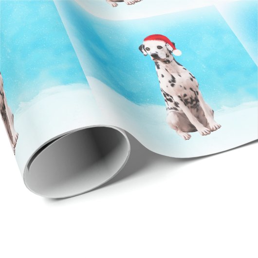 Dalformation Hund in Schnee Weihnachtshut Geschenkpapier (Rolleneckpunkt)