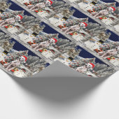 Dalformation Hund in Schnee Weihnachtshut Geschenkpapier (Ecke)