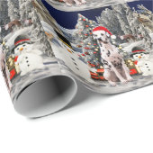 Dalformation Hund in Schnee Weihnachtshut Geschenkpapier (Rolleneckpunkt)