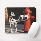 Dalformation Saluting a Red Fire Hydrant Mousepad (Mit Mouse)