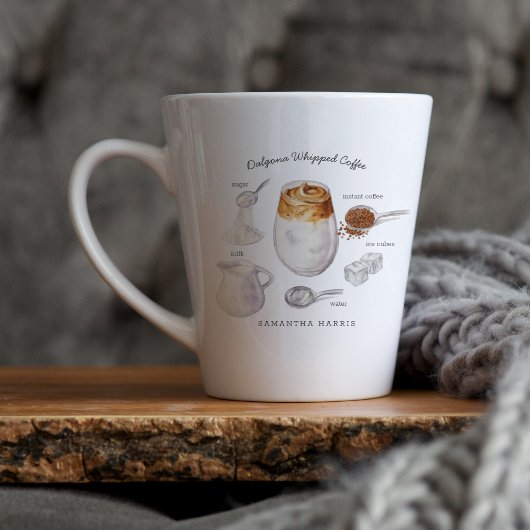 Dalgona-Kaffee-Liebhaber | Monogramm-Lattee-Tasse Milchtasse
