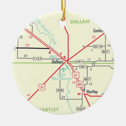 Dalhart TX Karte Keramik Ornament (Vorne)