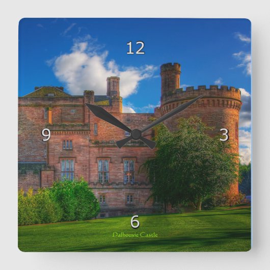 Dalhousie Castle, Midlothian, Schottland Quadratische Wanduhr (Vorderseite)