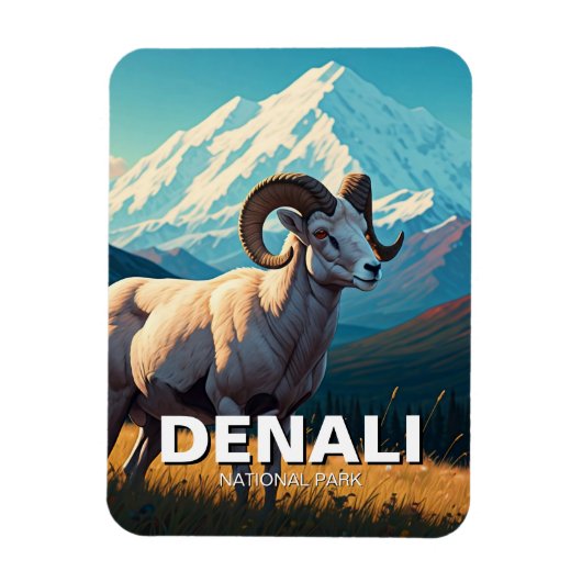 Dall Sheep in Denali Nationalpark Alaska Magnet (Vertikal)