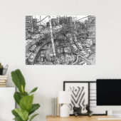 Dallas 2092 (Tinte Wash) - Poster (Heimbüro)