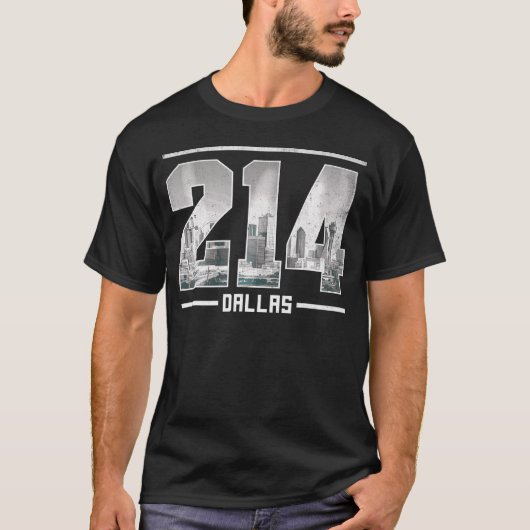 Dallas 214 Area Code Texas Skyline T-Shirt (Vorderseite)