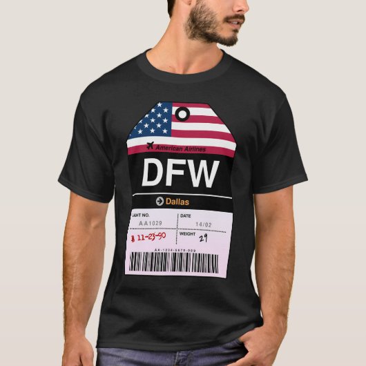 Dallas Airline-Gepäcktag T-Shirt (Vorderseite)