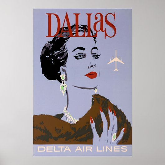 Dallas Art Texas Print Delta Airlines Travel Poste Poster (Vorne)
