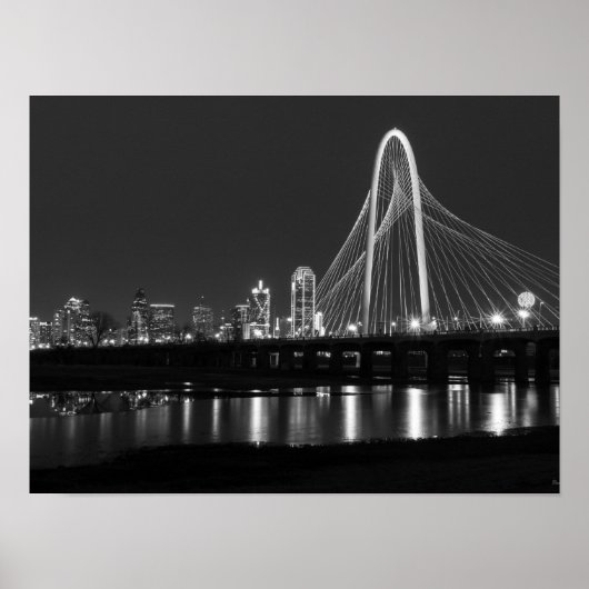 Dallas Bridge View Grayscale Poster (Vorne)