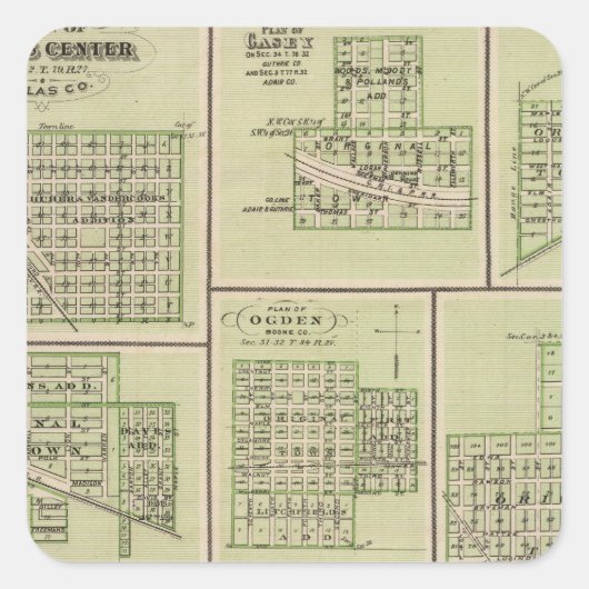Dallas Center, Casey, DeSoto, Dexter Quadratischer Aufkleber (Vorderseite)