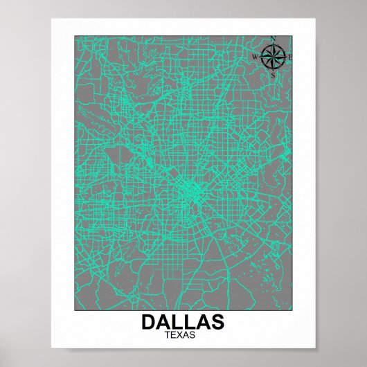 Dallas City Map Poster (Vorne)
