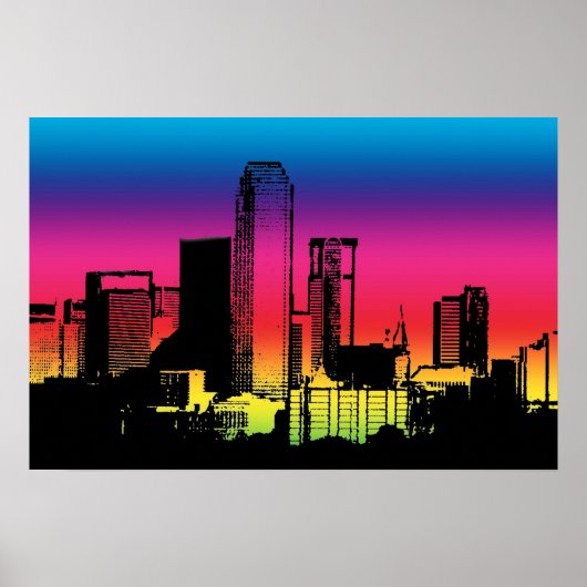 Dallas Color Skyline Poster (Vorne)