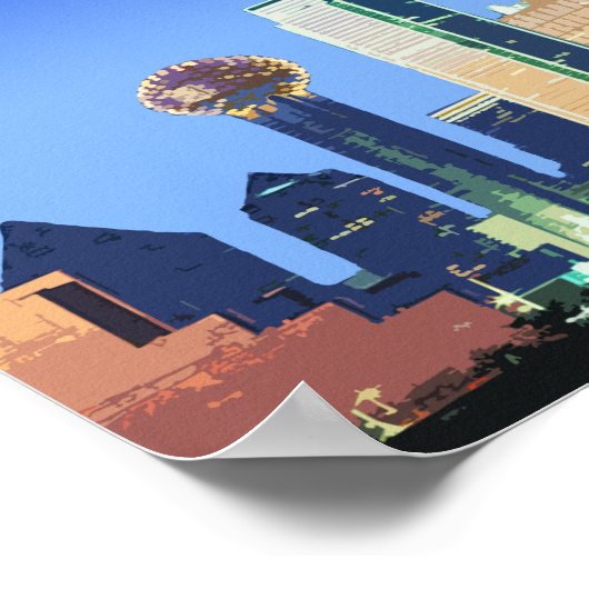 Dallas Downtown Texas Vintag Poster (Ecke)