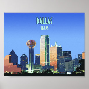 Dallas Downtown Texas Vintag Poster