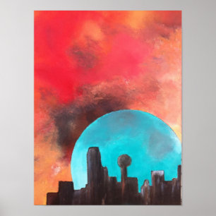Dallas durch Mondschein Poster