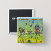 Dallas Fort Worth Cartoon Karte Button (Vorne & Hinten)