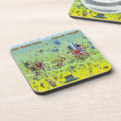 Dallas Fort Worth Cartoon Karte Getränkeuntersetzer (Linke Seite)