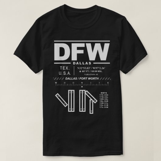 Dallas Fort Worth International Airport Texas DFW T-Shirt (Design vorne)