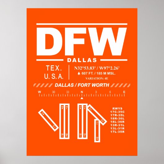 Dallas Fort Worth Internationaler Flughafen DFW Poster (Vorne)