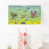 Dallas Fort Worth Texas Cartoon Karte Banner (Insitu)