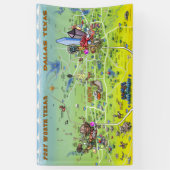 Dallas Fort Worth Texas Cartoon Karte Banner (Vertikal)