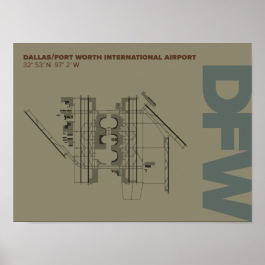 Dallas/Ft. Worth Airport (DFW) Diagramm Poster (Vorne)
