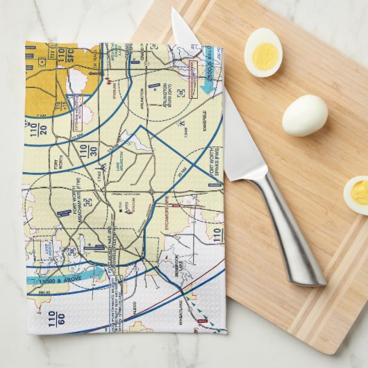 Dallas Ft. Worth Flyway Chart Geschirrtuch (Viertel Falte)