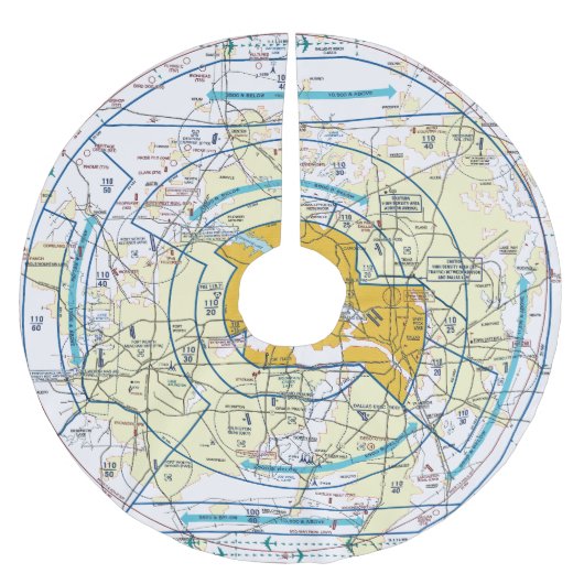 Dallas Ft. Worth Flyway Chart Polyester Weihnachtsbaumdecke (Vorderseite)