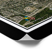 Dallas - Ft Worth Intl Airport Texas Satellite Kar Poster (Ecke)