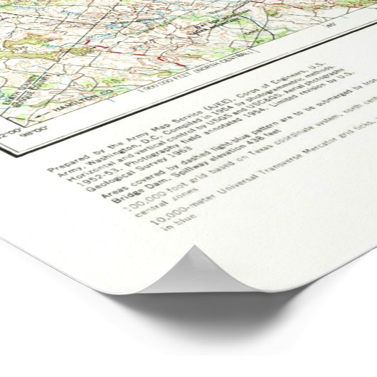 Dallas Ft Worth Topo Karte Poster (Ecke)