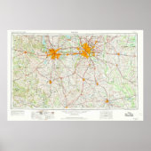 Dallas Ft Worth Topo Karte Poster (Vorne)