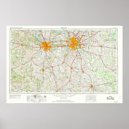 Dallas Ft Worth Topo Karte Poster (Vorne)