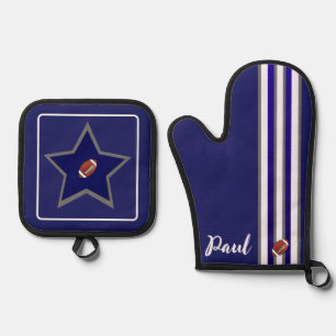 Dallas-Fußballfan anpassbares Design Ofenhandschuh & Topflappen-Set