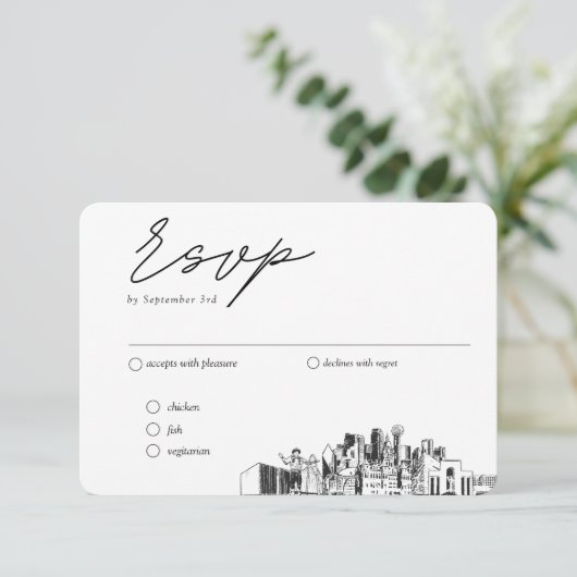 Dallas Hochzeit traditionelle UAWG Optionen Begleitkarte (Stehend Vorderseite)