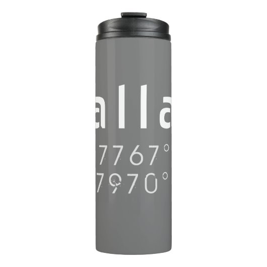Dallas Latitude Longitude Thermosbecher (Vorderseite)