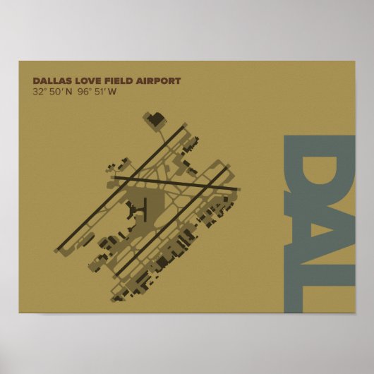 Dallas Liebe Field Airport (DAL) Diagramm Poster (Vorne)
