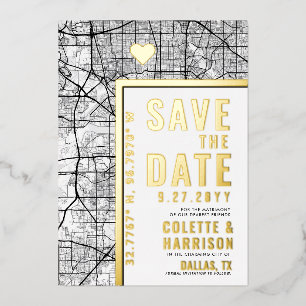Dallas Love Locator Hochzeit Save the Date Folieneinladung