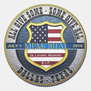 Dallas Police Memorial Thin Blue Line Runder Aufkleber