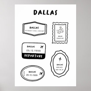 Dallas - Sammlung von Briefmarke für Reisen Mini Poster