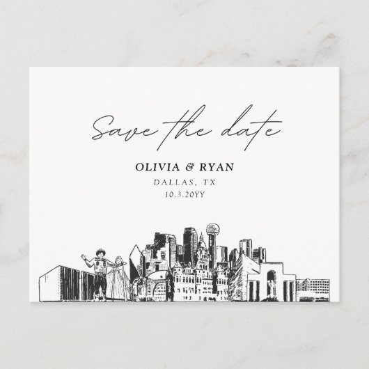 Dallas Save the Date Postcard Wedding Postkarte (Vorderseite)